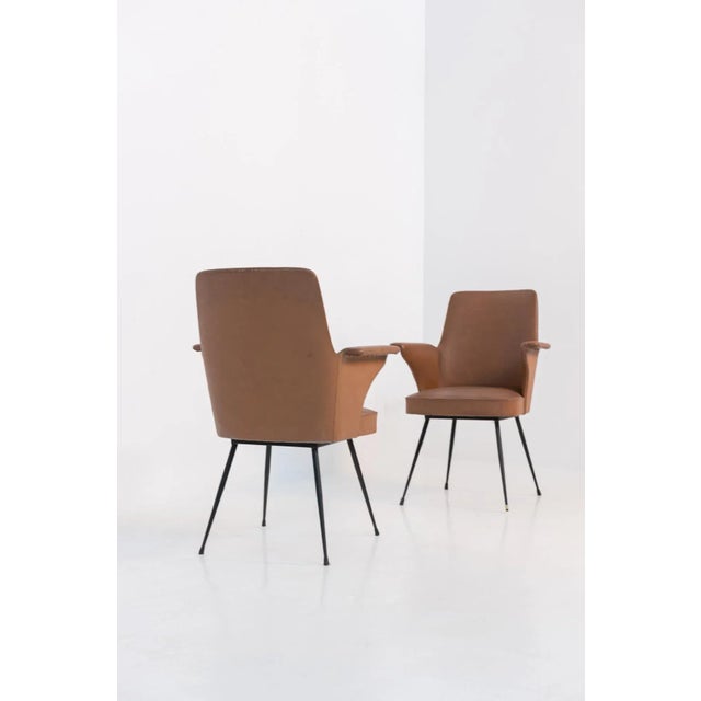 1950s Set of Vintage Leather Chairs by Nino Zoncada, 1950 For Sale - Image 5 of 6