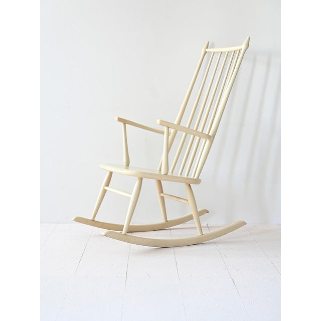 White Shabby Rocking Chair, 1960s For Sale - Image 8 of 8