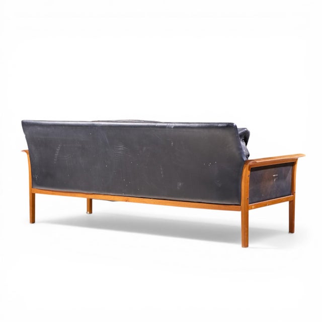 Wood Knut Sæter for Vatne Møbler Mid Century Norwegian Teak and Leather Loveseat Sofa For Sale - Image 7 of 9