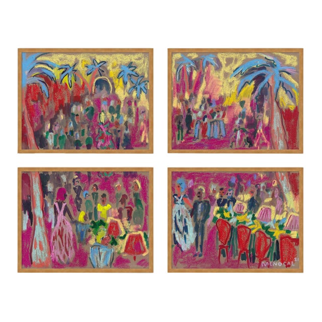Cabaret by Happy Menocal in Gold Frame, XS Art Prints, Set of 4 For Sale
