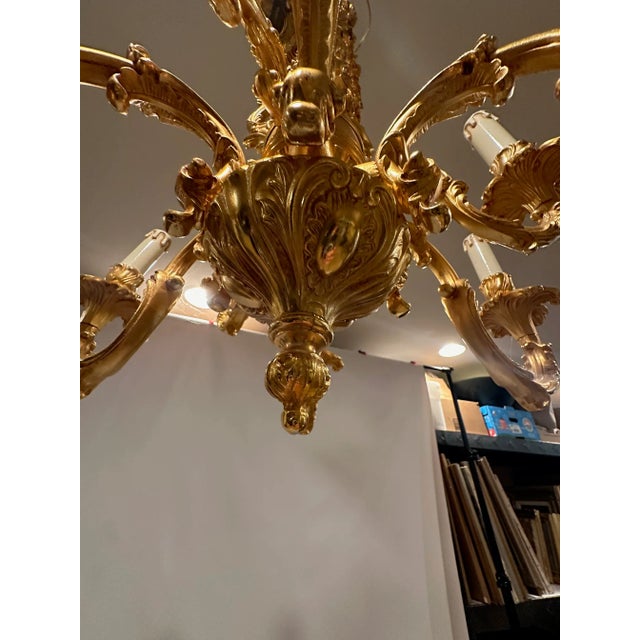 Large Bronze Dore 9 Arm Chandelier For Sale - Image 10 of 11