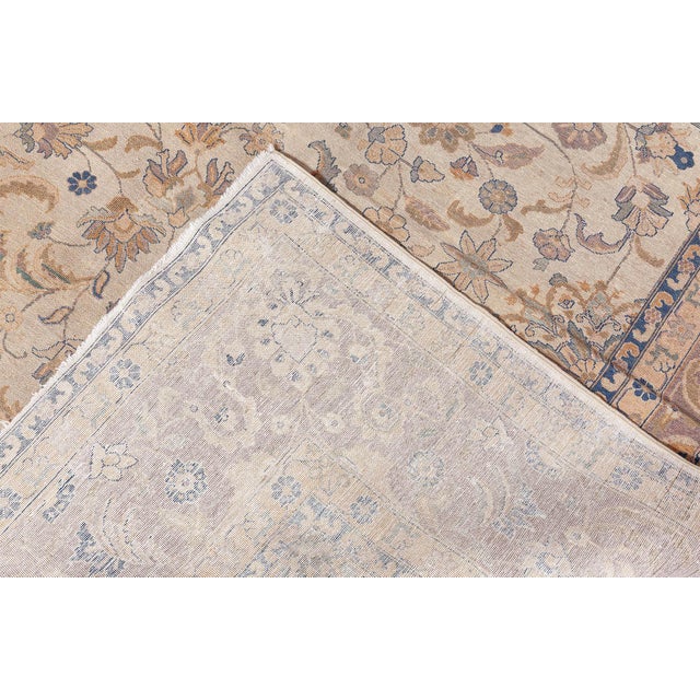 Textile Antique Persian Tabriz Beige Handmade Wool Rug For Sale - Image 7 of 10