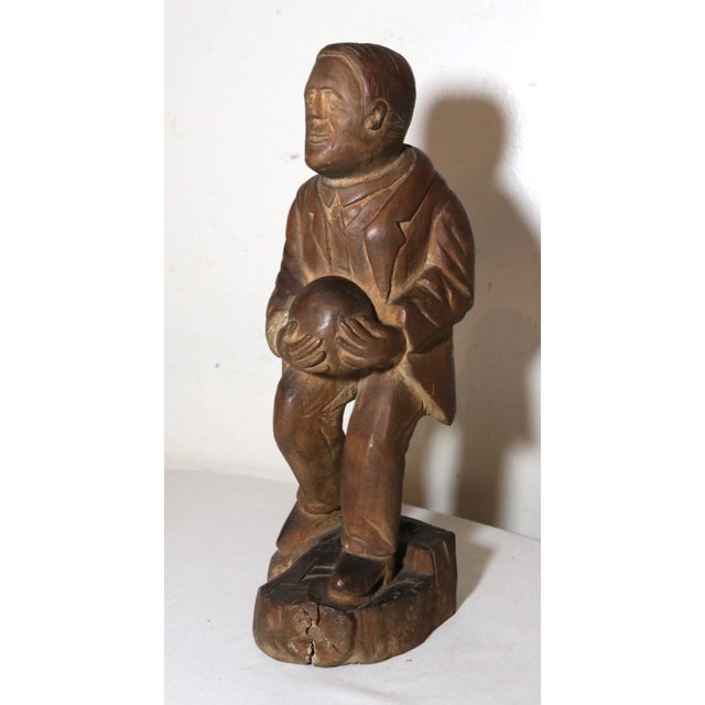 Up for sale is an exquisite antique 19th century hand carved wooden Folk Art figural sculpture. It's nicely carved by hand...