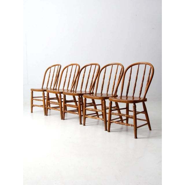 Antique Bow Back Windsor Dining Chairs Set of 5 For Sale - Image 9 of 12