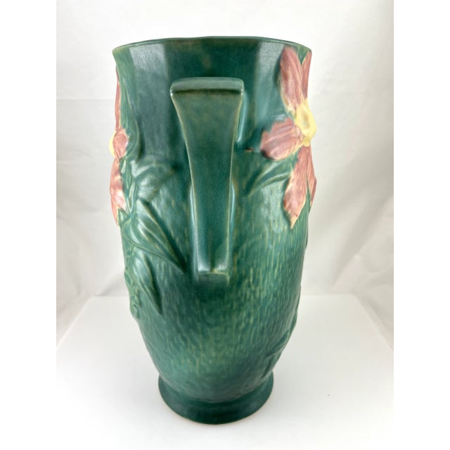 Mid-Century Modern Mid 20th Century Roseville Clematis 2 Handle Vase For Sale - Image 3 of 7