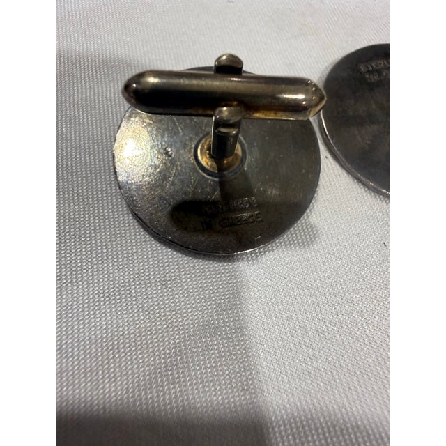 Vintage 8k Gold / Sterling Silver Roman Bust Cuff Links, A Pair For Sale - Image 4 of 4