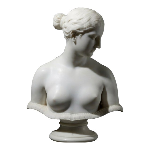 Hand-Carved Natural Marble Bust Sculpture – The Greek Slave For Sale