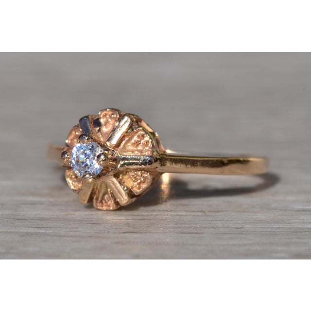 1980s Ladies Vintage 14K Gold Engagement Ring set with Cubic Zirconia For Sale - Image 5 of 10