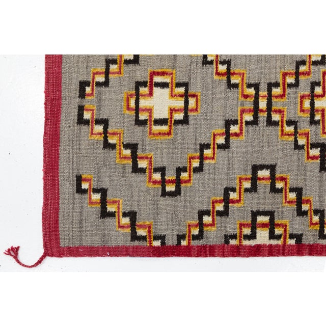 Ivory Contemporary Modern Southwest Navajo-Style Geometric Handmade Wool Accent Rug For Sale - Image 8 of 9