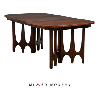 1960s Refinished Broyhill Brasilia 80” Walnut Dining Table For Sale