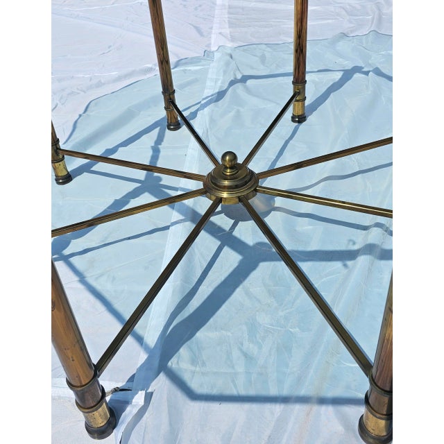 Metal Mid 20th Century 73" Hollywood Regency Mastercraft Attributed Brass and Glass Octagonal Dining Room Table For Sale - Image 7 of 8