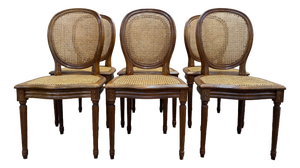 Vintage Louis XVI Medallion Chairs in Caning, 1990s, Set of 6