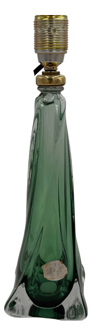 Clear and Green Table Lamp from Val Saint-Lambert, 1960s