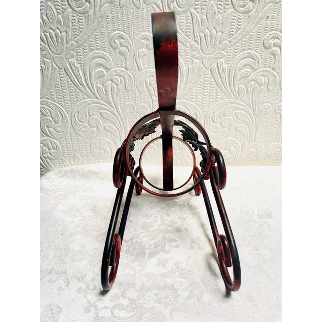 1960s Vintage Mid Century Iron Grapes and Leaves Wine Bottle Holder For Sale - Image 5 of 7