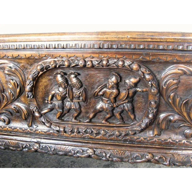 Italian Renaissance Revival cassone with heavily carved front and legs.Great color.62 x 21 x 27