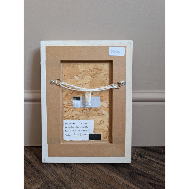 Blue 2026 Contemporary 'Geometric Collage in Blue Triangles' Original Mini Abstract Mixed Media Painting by British Artist Dave Boyd, Framed For Sale - Image 8 of 8