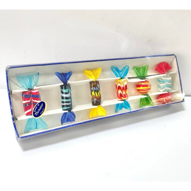 A wonderful, brand new, vintage set of Murano glass candies. Dimensions 12” long 3.5” wide 1.5” tall