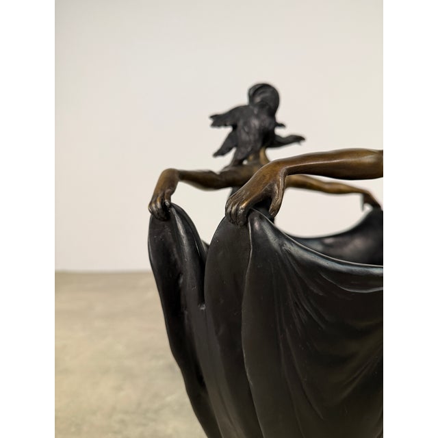 Late 20th Century Art Nouveau Bronze Maidens Vase / Planter – Signed H. Beau, 20” Tall For Sale - Image 5 of 14