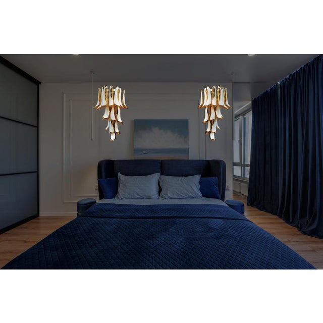 Vintage Italian Murano Wall Lights with 16 Caramel and Lattimo Glass Petals, 1979, Set of 2 For Sale - Image 14 of 16