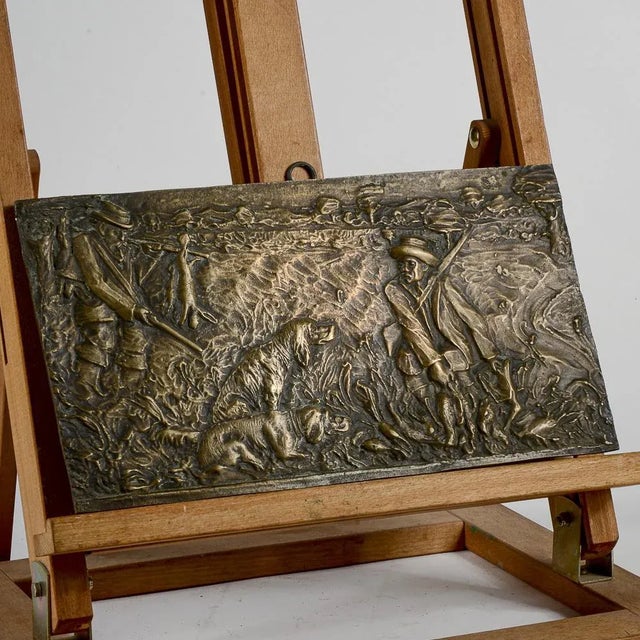 Metal plate hunting scene with setter dog and hunters measures 33 x h 18 category size: height cm 18 width cm 33 colour:...