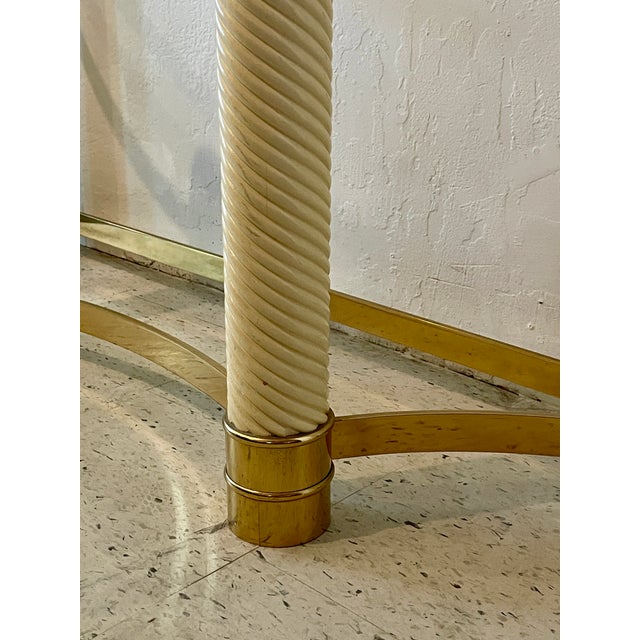 1970s Italian Brass /Glass Console Table W/ With Faux Rope & Tusk Detail Attributed to Renato Zevi For Sale In Los Angeles - Image 6 of 6