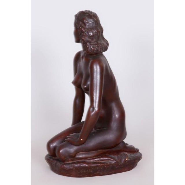 Czech Art Deco Ceramic Nude Woman by J. Lankáš, 1930s For Sale - Image 4 of 8
