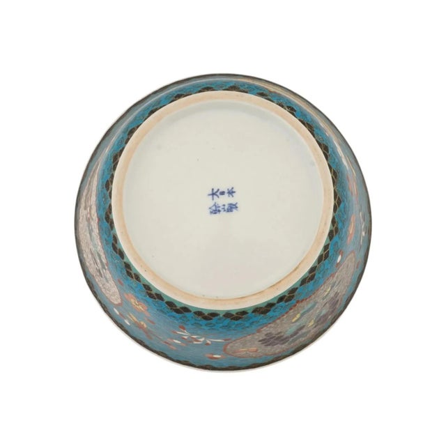 Japanese Cloisonne Enamel Porcelain Bowl Meiji Period Floral Panels For Sale In New York - Image 6 of 6