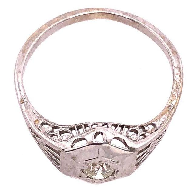 Antique White 14 Karat White Gold Contemporary Ring With Round Diamond For Sale - Image 8 of 8