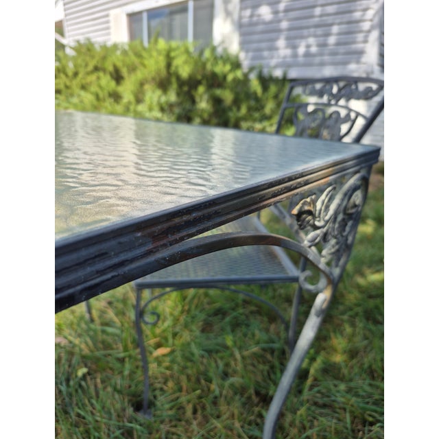Vintage Wrought Iron Patio Set Attributed to Woodard Furniture's Orleans Collection For Sale - Image 13 of 13