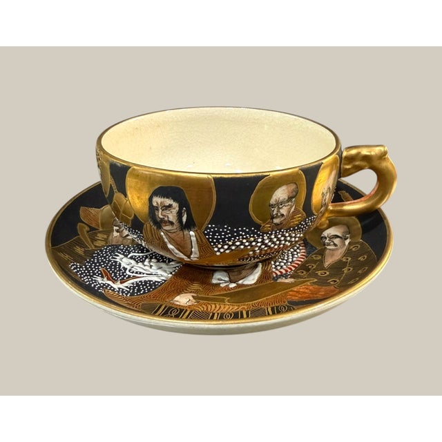 Late 20th Century Japanese Satsuma Dragonware 24 Pc Tea Set Immortals Dragons Hand Painted Gilt - 24 pcs For Sale - Image 13 of 16