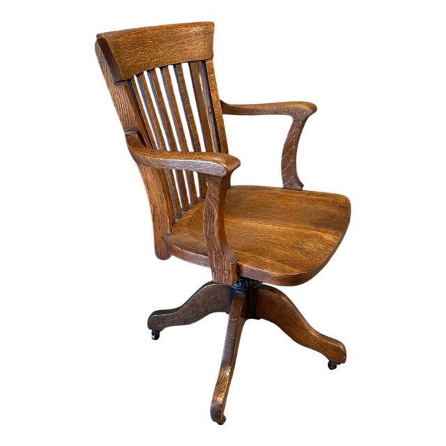 Antique Oak Office Chair, 1890s For Sale