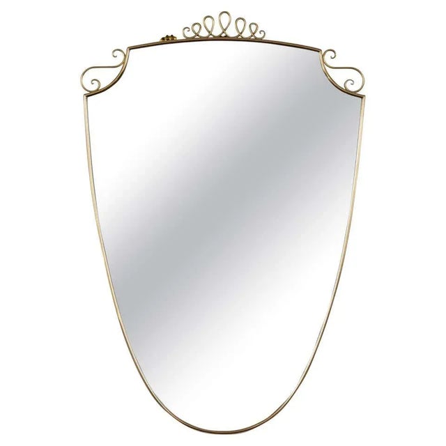Metal Vintage Shield Mirror, 1950s For Sale - Image 7 of 7