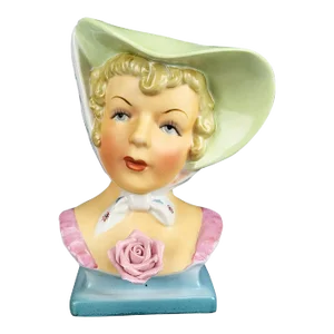 1960's Vintage Porcelain Lady Head Vase Planter