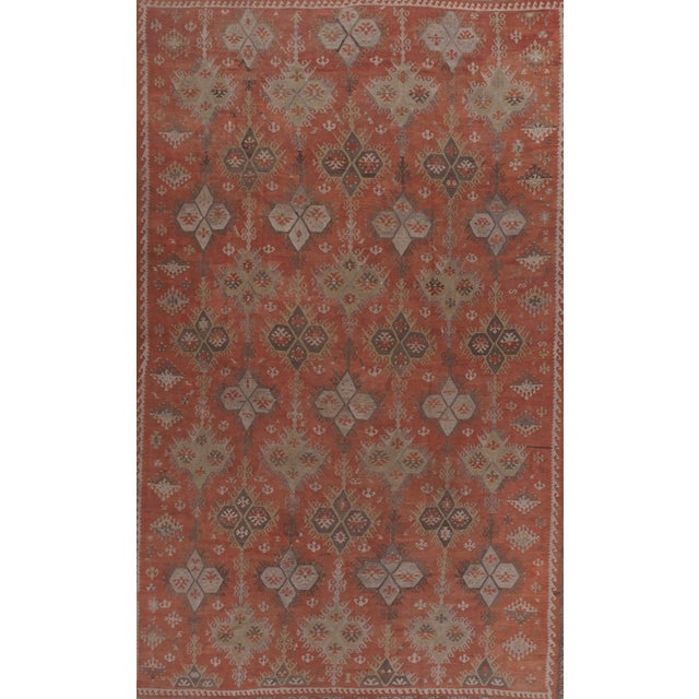 Textile Vintage Turkish Kilim 9' X 14' For Sale - Image 7 of 8