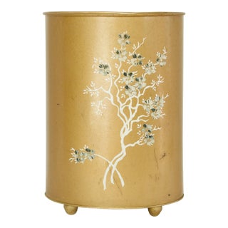 1950's Ransberg Chinoiserie Style Waste Basket/Stamped For Sale