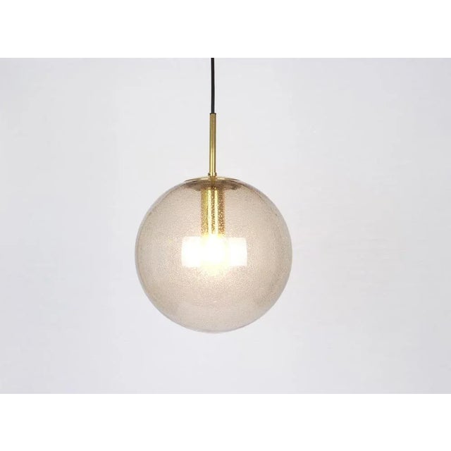 Brass with Smoked Glass Ball Pendant from Limburg, Germany, 1970s For Sale - Image 9 of 13