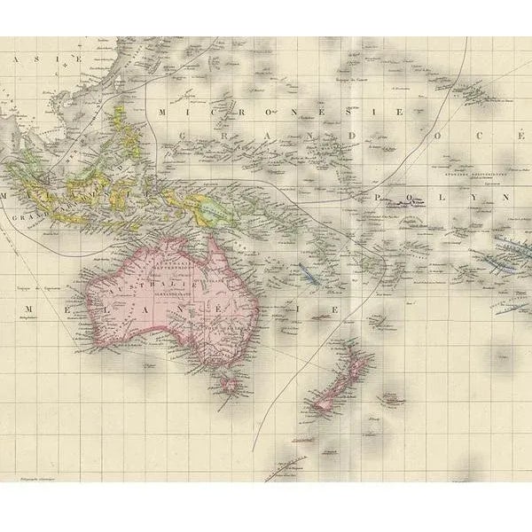 Antique Map of Oceania by Levasseur, 1860 For Sale - Image 3 of 6