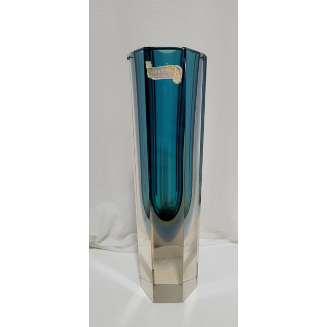 Vintage Murano Sommerso Vase, most likely from the 70s. Made in an octagonal shape with weighted base. Beautiful hue of...
