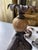 Vintage Pair of Ornate Table Lamps With Polished Natural Stone Spheres, Dark Bronze & Brass Finish, Traditional European Style For Sale In Naples, FL - Image 6 of 10