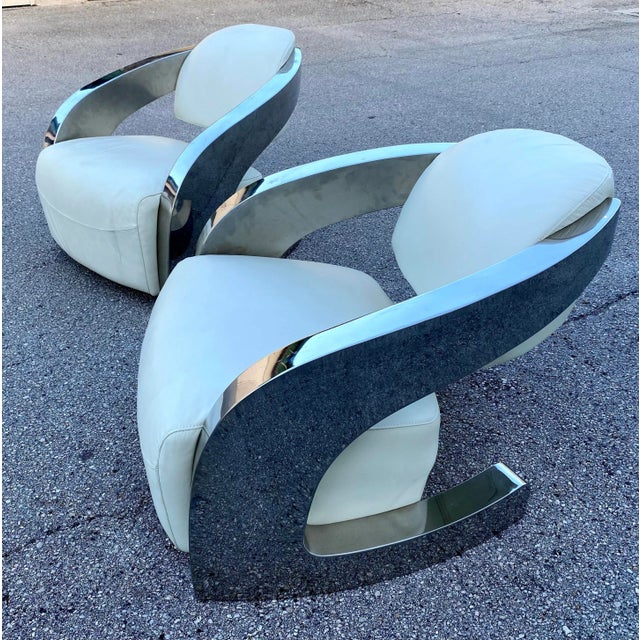 Milo Baughman Modern Aviator Lounge Chairs in the Style of Milo Baughman - a Pair For Sale - Image 4 of 9