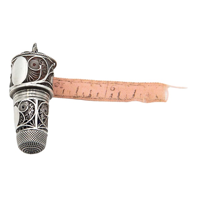 Silver Thimble in Filigree Mesh For Sale