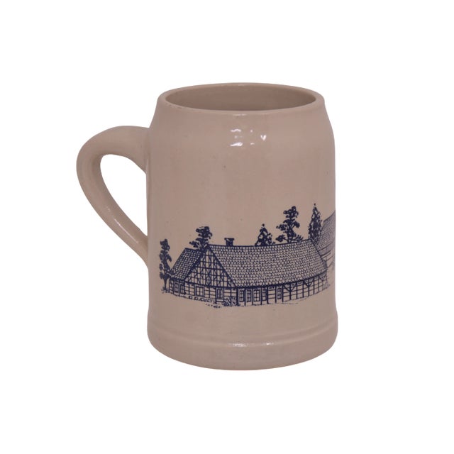 Rustic European Vintage Blue German Ironstone Ceramic Stein For Sale - Image 3 of 6