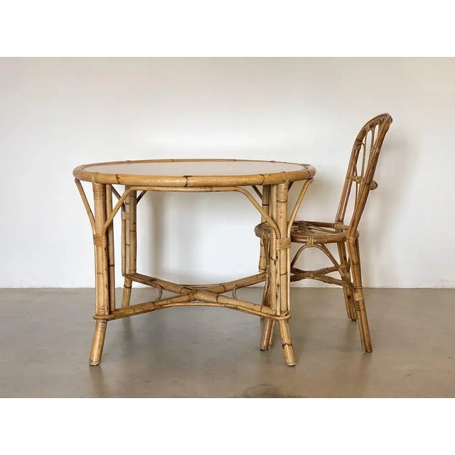 Round Bamboo Game Table, 1970s For Sale - Image 5 of 13