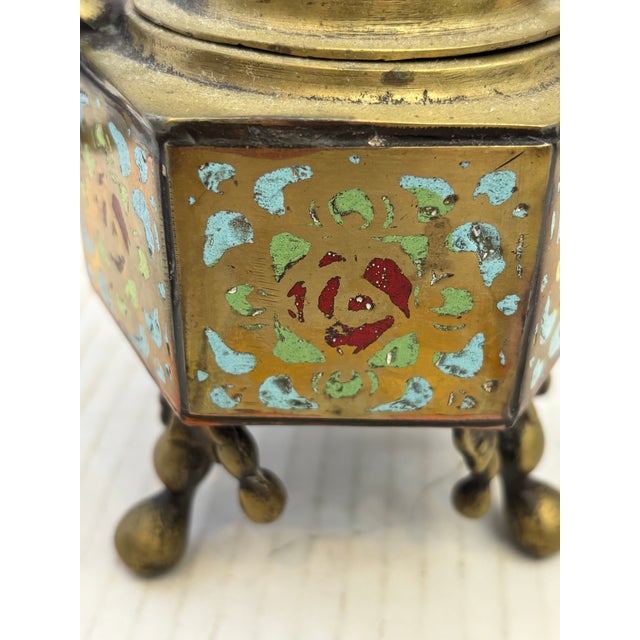 Antique 100 Years Old Chinese Incense Burner With Foo Dog Finial For Sale - Image 9 of 10