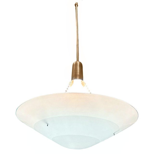 1980s Art Deco Memphis Streamline Sky Blue Art Glass Chandelier Pendant Light For Sale - Image 9 of 9