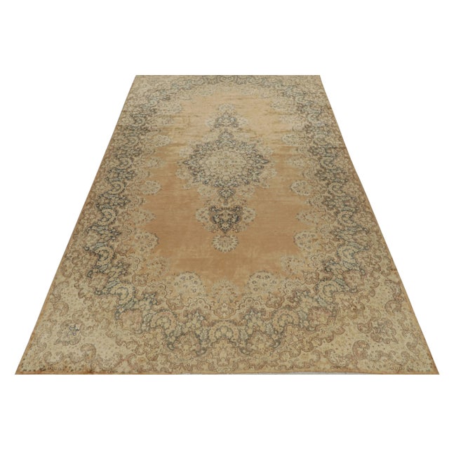 Traditional Antique Persian Yazd Rug in Bronze With Floral Medallion - by Rug & Kilim For Sale - Image 3 of 7