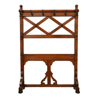 English Victorian Gothic Coat Stand in Oak, 1860 For Sale