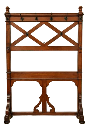 English Victorian Gothic Coat Stand in Oak, 1860