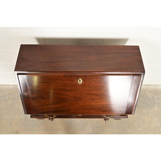 Henkel Harris Queen Anne Lady Astor Solid Mahogany Slant Front Writing Desk For Sale - Image 11 of 14