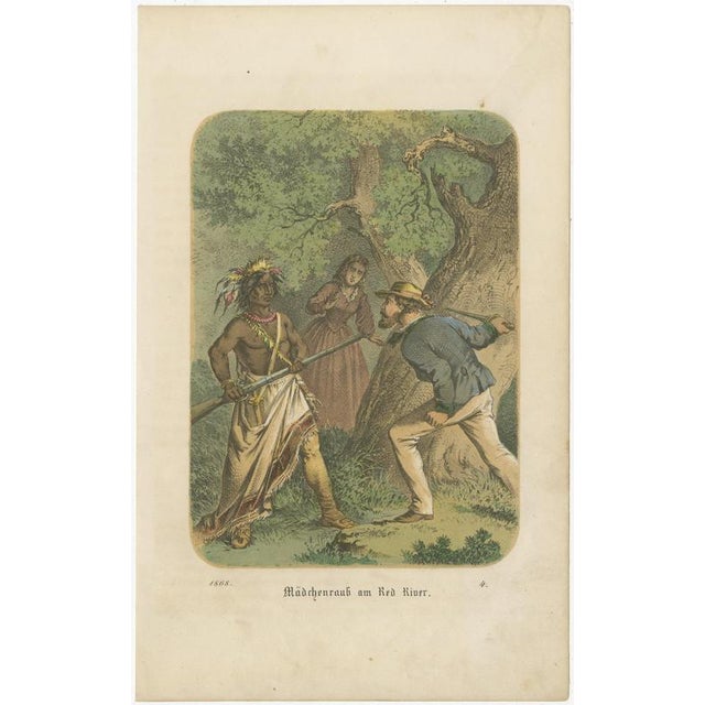 German School, Kidnapping at the Red River Frontier Scene, 1868, Lithograph For Sale - Image 9 of 9